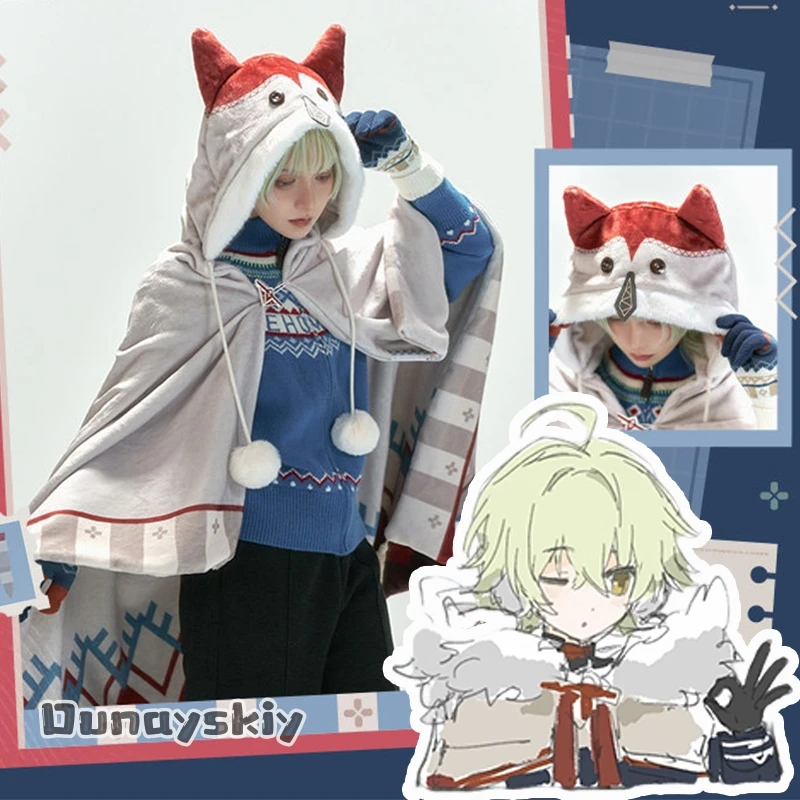 Anime Game Series: Genshin Impact Alyosha Cosplay Cape and Gloves Set Alyosha Snezhnaya H*unter Outfit Women Men For Halloween