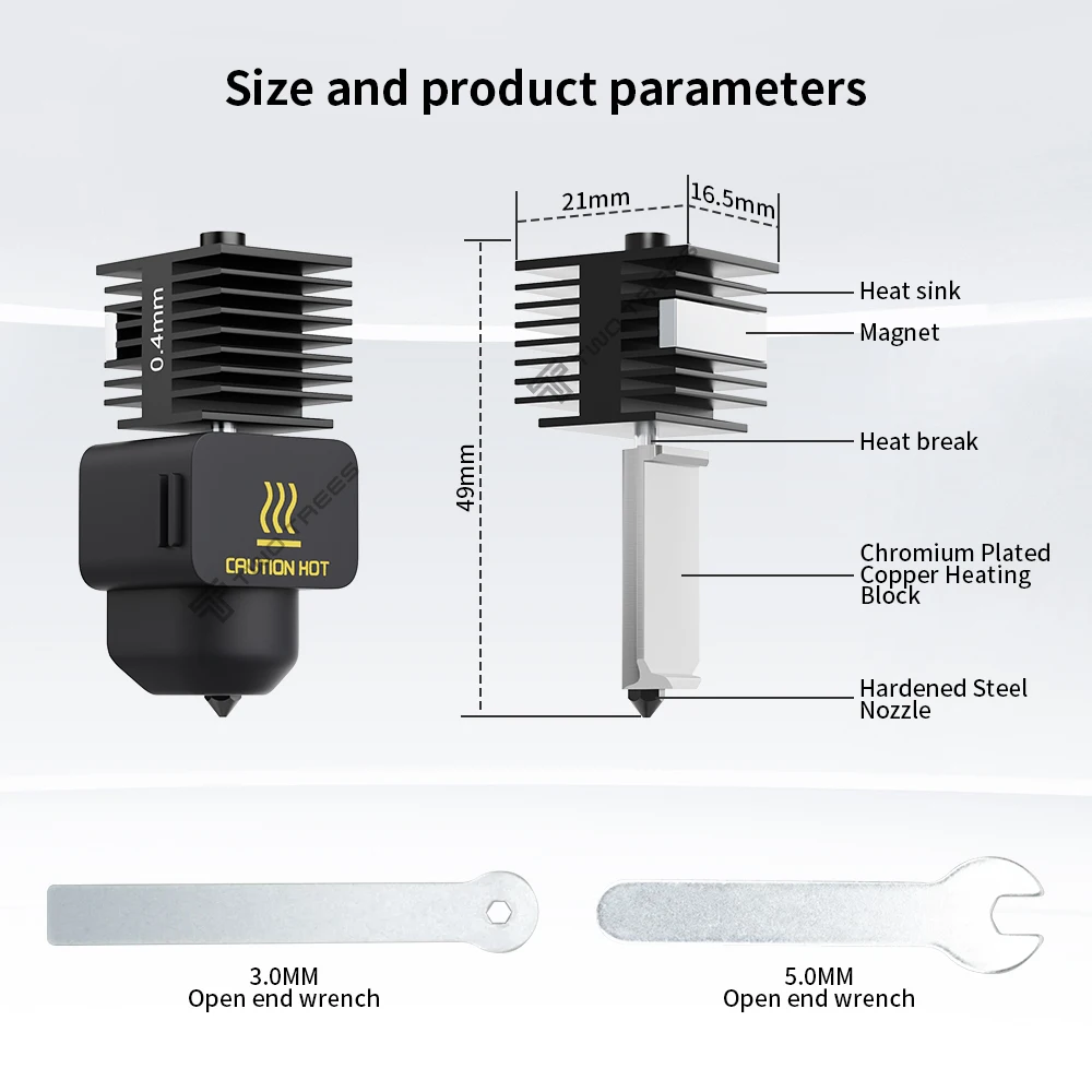 Kit de actualización Hotend para Bambu Lab A1/A1 Mini con boquilla de acero endurecido de 0,4mm cubierta de silicona Hotend para Bambulab a1 Mini