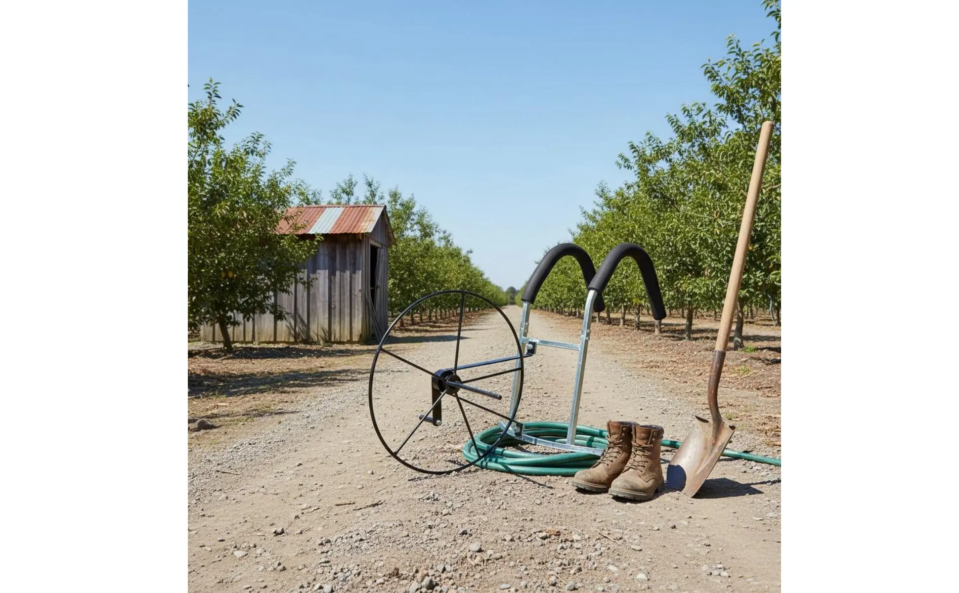 Shoulder-Carried Hose Reel Portable Hand-Crank Hose Winder Manual Irrigation Pipe Spool Sturdy Steel Construction Farming Tool