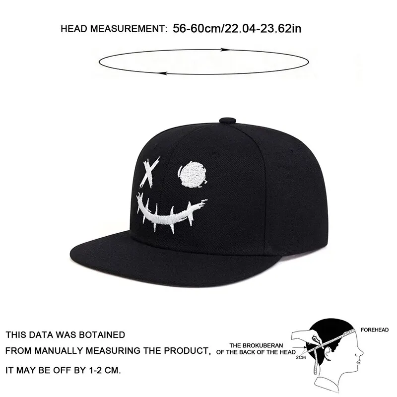 Unisex XO Smiling Face Embroidery Hip-hop Hats Outdoor Adjustable Casual Baseball Caps Sunscreen Hat