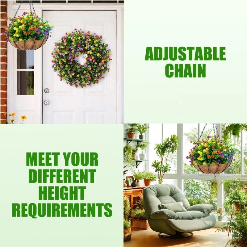 6Pcs Hanging Basket Chains Wind Chimes Hanging Hook Iron Plant Basket Hanging Chain Hook Garden Plant Hangers