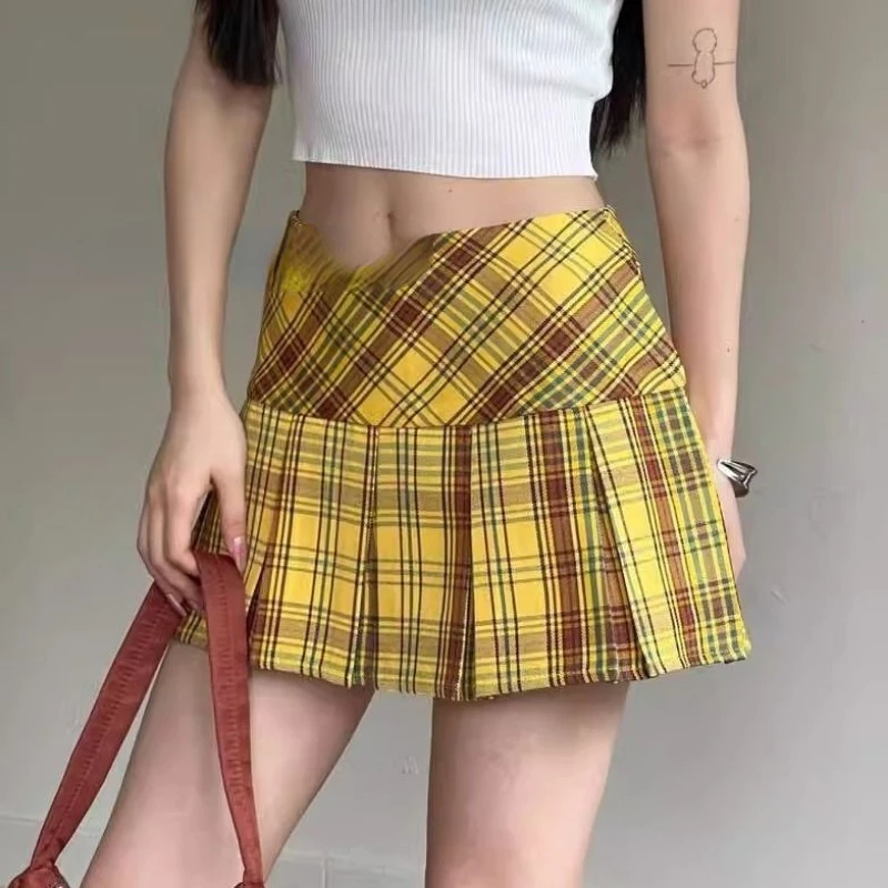 Gonna a pieghe da donna JK gonna corta a-line Plaid Y2k abbigliamento stile College vita alta Harajuku Streetwear Sweet Chic Sexy