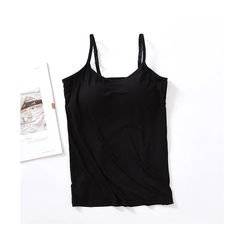 2024 NEW Women Padded Soft Casual Bra Tank Top Women Spaghetti Cami Top Vest Female Camisole With Built In Bra