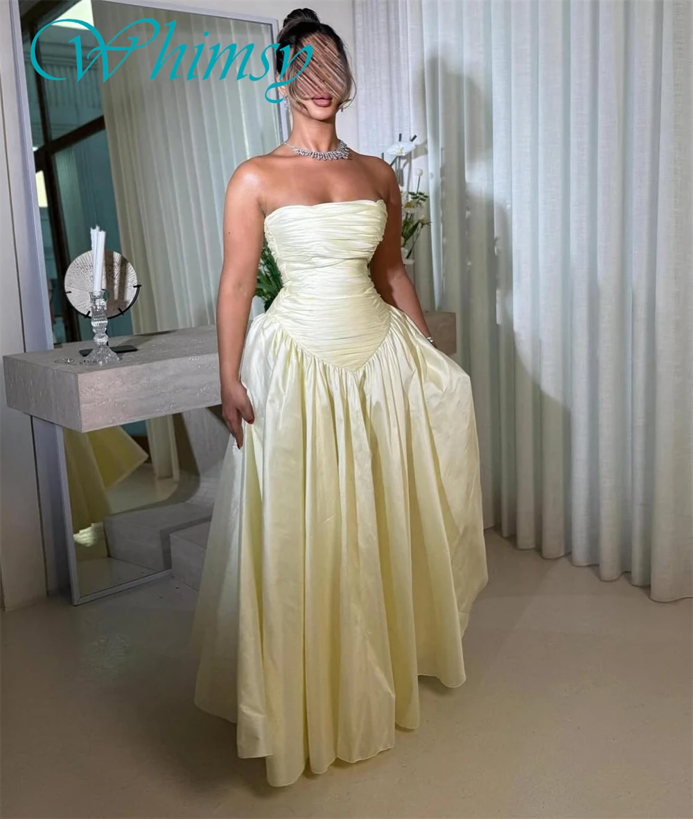 Customized Simple Strapless Sleeveless Evening Dress Temperament Jersey Prom Dresses Classic Ruched Bespoke Occasion Gowns