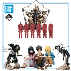 In Stock BANDAI Attack on Titan Rumbling Ichiban KUJI Levi Hange Zoe Eren Mikasa Armin PVC Anime Action Figures Model Toys Gifts