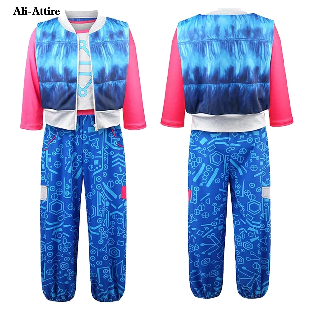 2025 تلفزيون الزومبي 4 تأثيري أديسون الملابس الزرقاء قميص السراويل الاطفال حفلة تمويه لعب الأدوار هالوين زي كرنفال وتتسابق البدلة