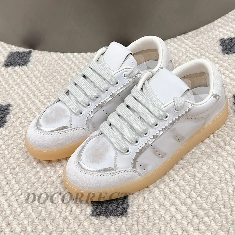 

2024 New Leather Dirty Old Treatment Casual Women's Shoes Full Leather Women's Sports Shoes Brown White Black