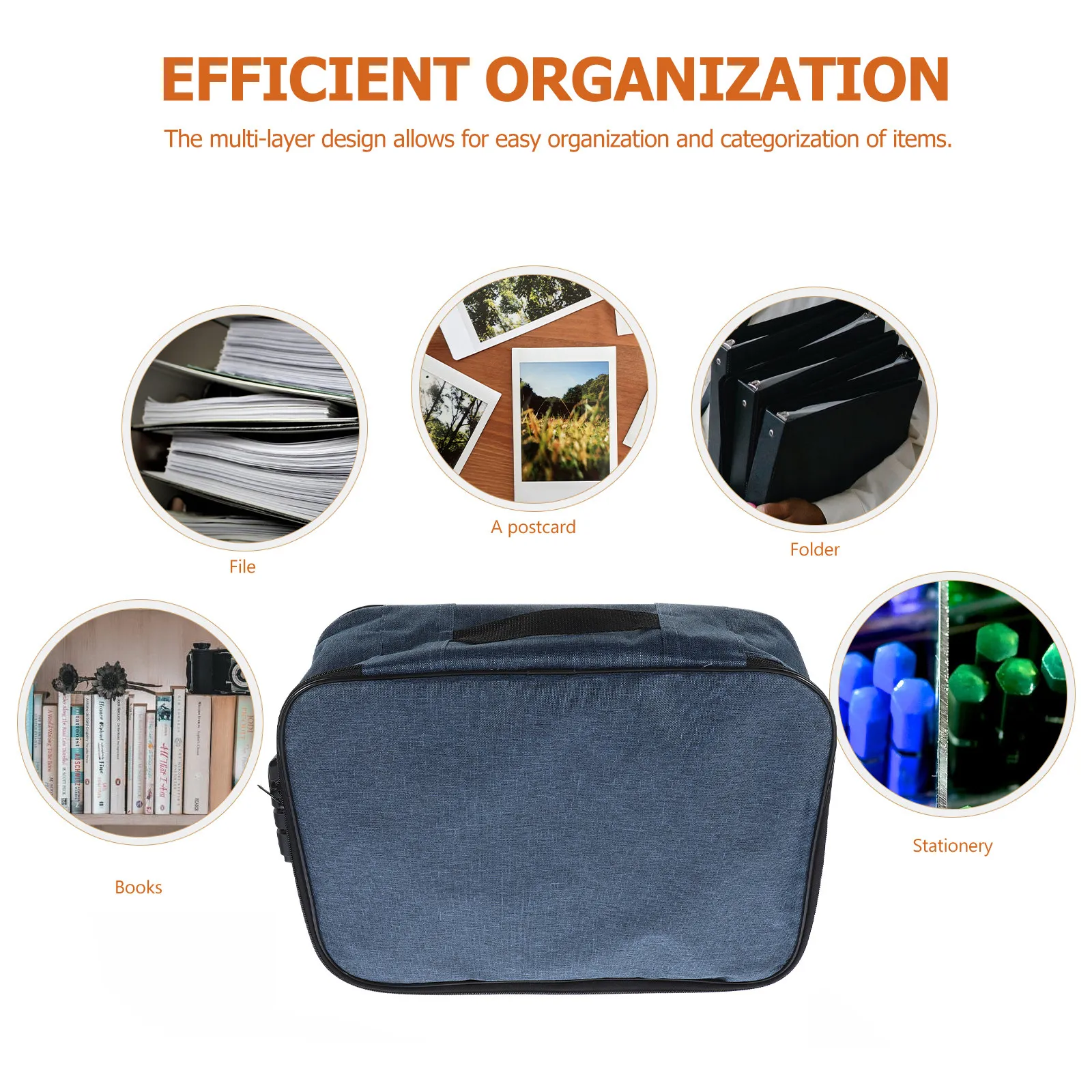 Multi Layer ID Storage Bag Document Holder File Organizer with Lock 3 Layers Black Oxford Cloth Travel Passport Case view 4