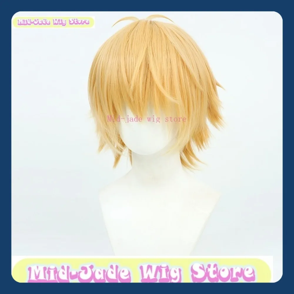 Peluca de jade medio para hombre, motosierra Denji, peluca de Cosplay, juego de Anime, accesorios de disfraz para fiesta de Halloween, pelo sintético