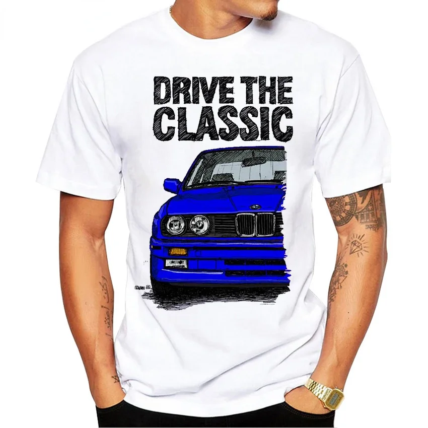 Modal New Summer Men Old Drive The Classic Germany E30 Vintage Short Sleeve EUDM E36 M3. Tshirts in White Boy Casual Tops Tees