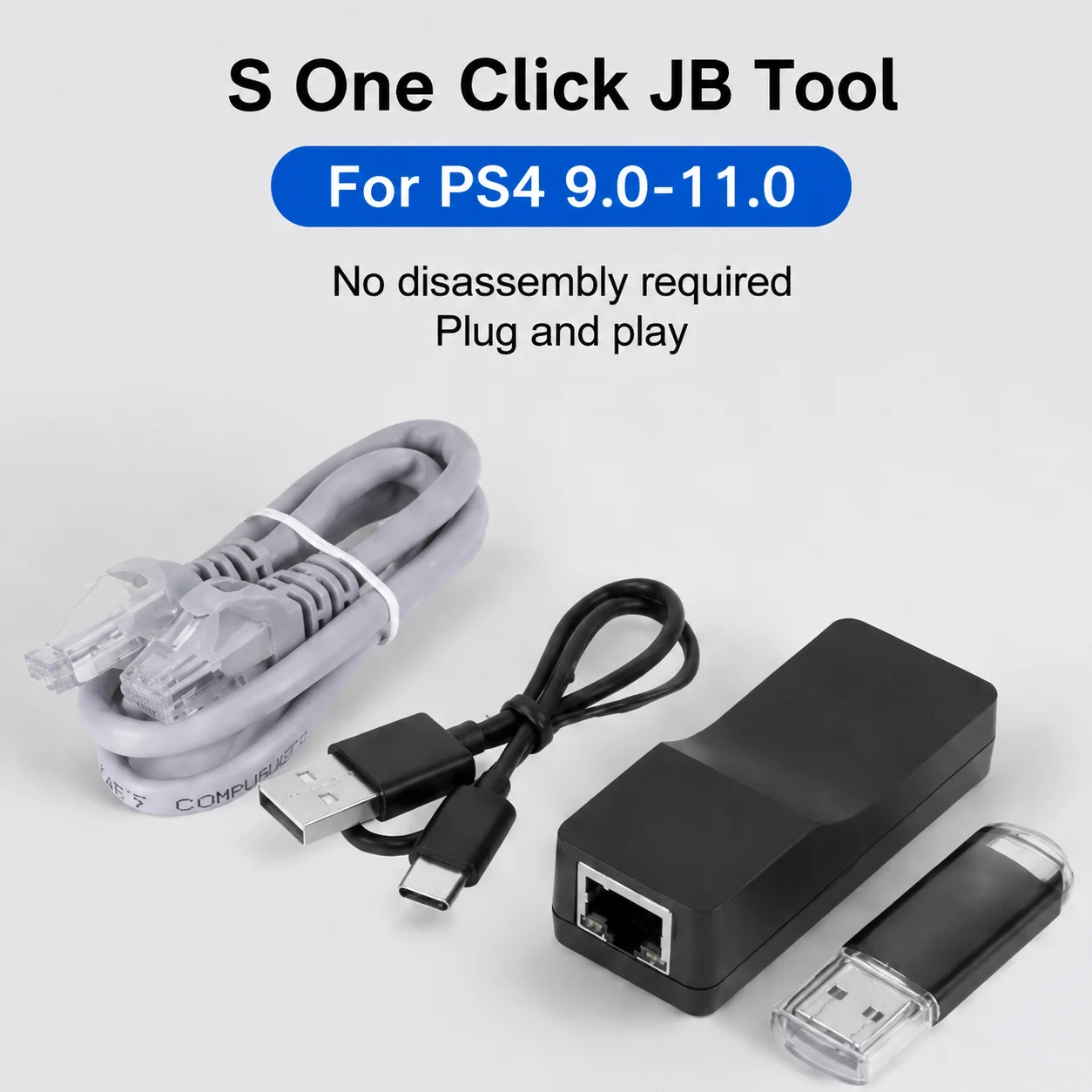 One-Key JB Tool Mod Set USB Dongle USB Adapter W/ Ethernet Type-C Cable Game Accessories for FW 9.0 11.0 System