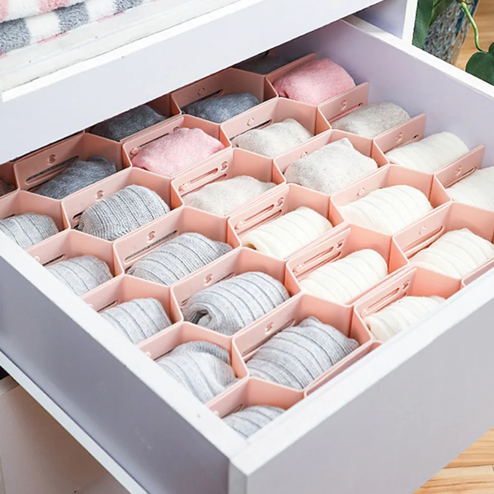 

12Pcs Drawer Dividers Adjustable Plastic Storage Organizer for Socks Underwear Lingerie Closet Bathroom Kitchen Office Supplies