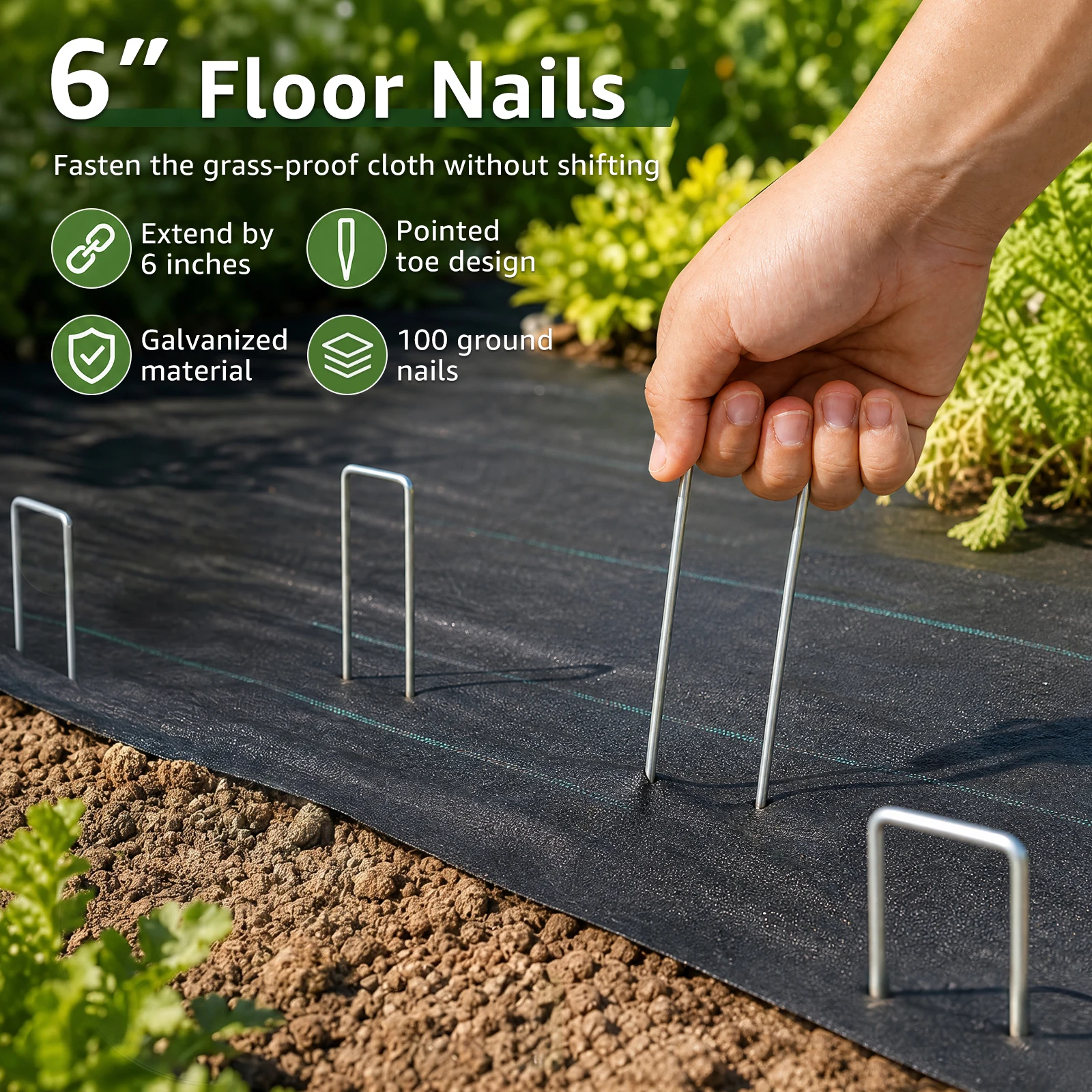 100pcs U-Shaped Garden Nail Landscape Staples Heavy Duty Garden Stakes Carbon Steel Yard Lawn Tent Stakes Securing Peg