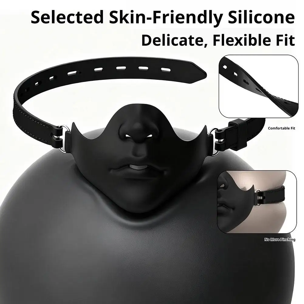 BDSM Full Silicone Mouth Gags Mouth Bondage Ball Gag  Adjustable Breathable Oral Plug Mask Sex Toys for Couple Role Play view 3