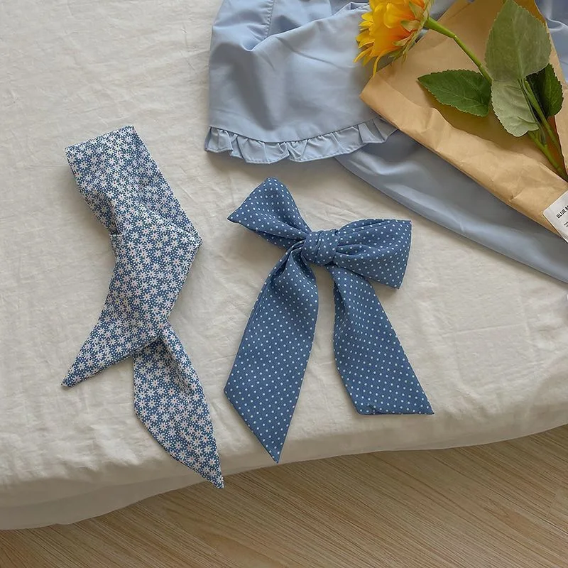 4 шт., женский узкий длинный шарф 6X90 см, синий шейный платок с принтом, сумка на голову, аксессуар для волос, лента на шею, украшение пояса