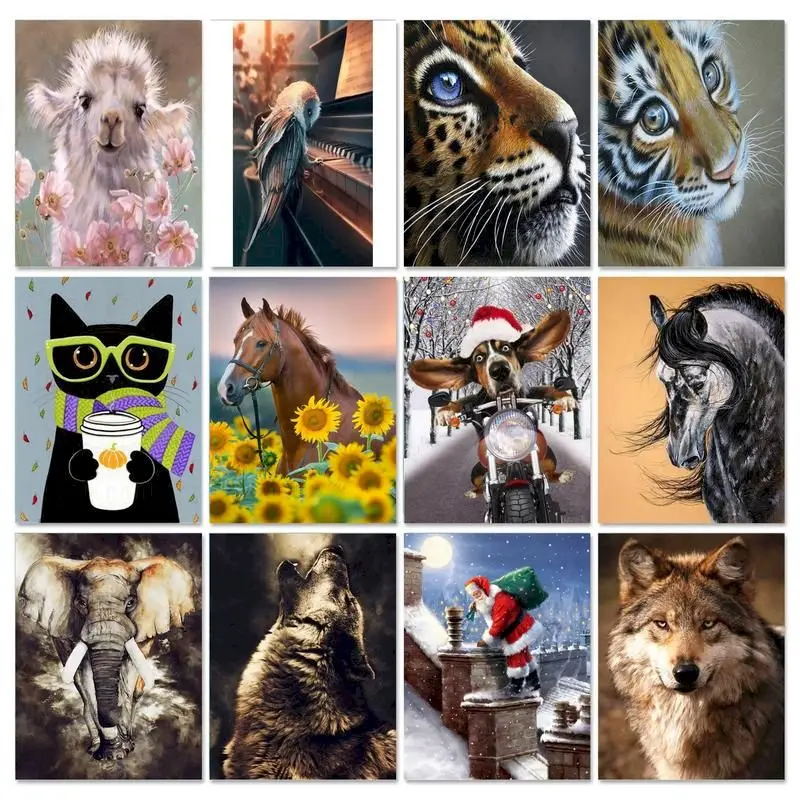 CHENISTORY 40x50 سنتيمتر الطلاء بواسطة أرقام الحيوانات رسمت باليد الاكريليك الطلاء التلوين بالأرقام الكبار الحرف ديكور المنزل