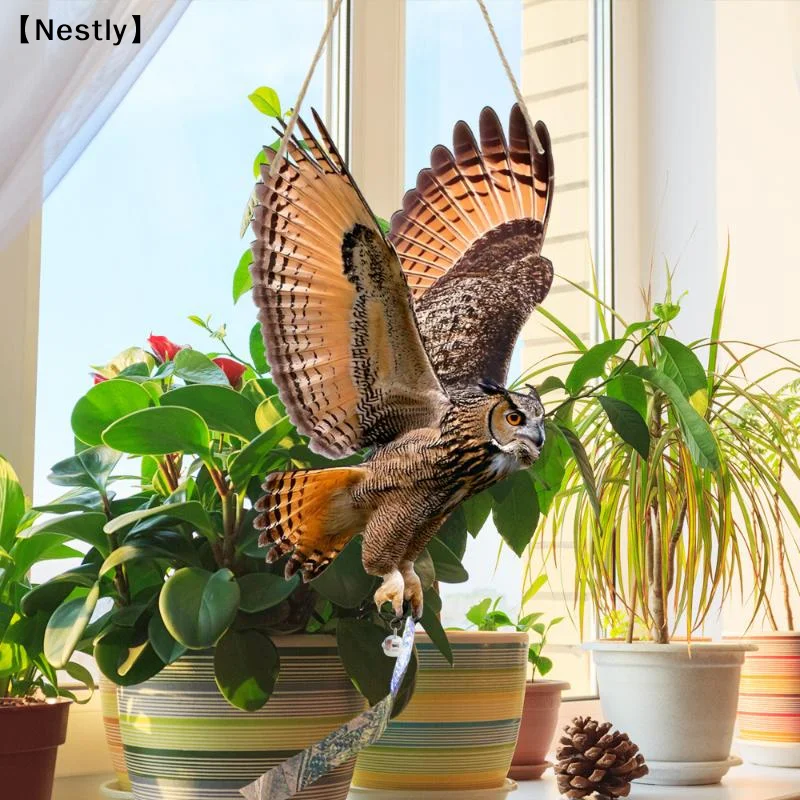 Waterproof Bird Scarer Simulation Owl Bird Repellent Pest Control Artificial Scarecrow With Reflective〔Nest〕