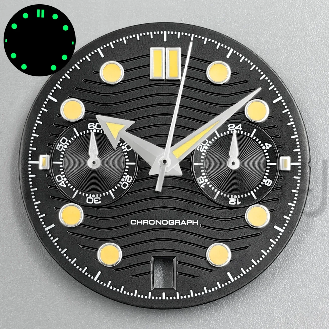 31mm Chronograph Watch Dial Face VK64 Blue Black Green White Wave Dial Luminous Fit VK64 Men's Quartz Watch Accessories Parts