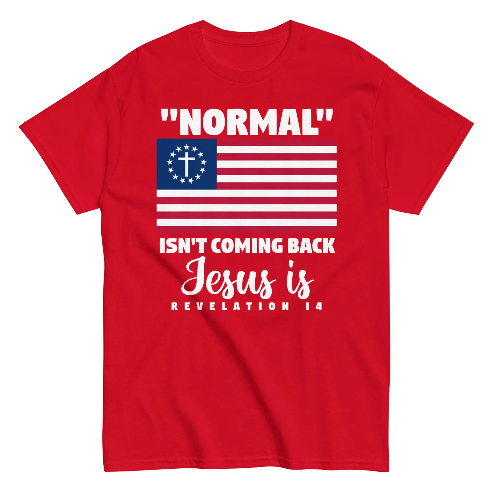 American Flag Christian Shirt - Normal return to Jesus print T-shirt for men fashion casual fun patterned streetwear