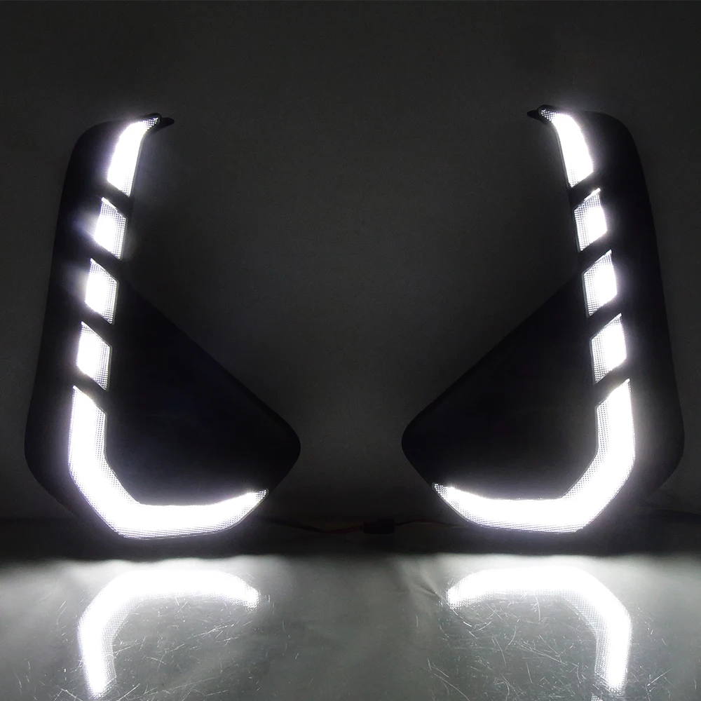 LED Daytime Running Light For Toyota Hilux Revo Rocco 2024- L-Shape Dual Color Dynamic Sequential DRL Fog Lamp