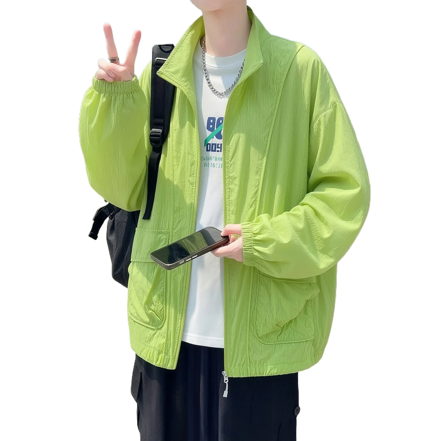 

Men's Summer 100% Lightweight Nylon Sun Protection Jacket UV Proof Breathable Skin Coat Simple Versatile Daily Commute Outdoor