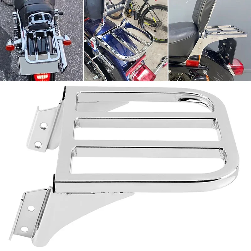 Motorcycle Sissy Bar Backrest Luggage Rack Chrome For Harley Sportster XL 04-17 Dyna 06-17 Softail 84-05 FLST FLSTC LSTSC 06-17