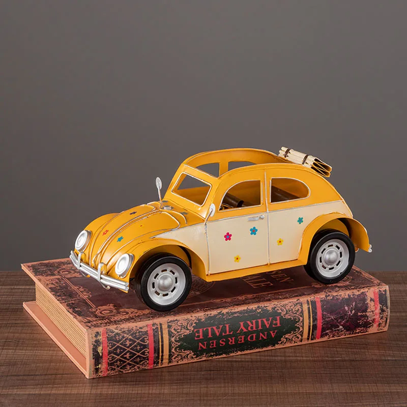 Handicrafts Retro Car Miniature Model Home Office Decoration Furnishings Cute Bus Figurines Children Birthday Gifts Iron