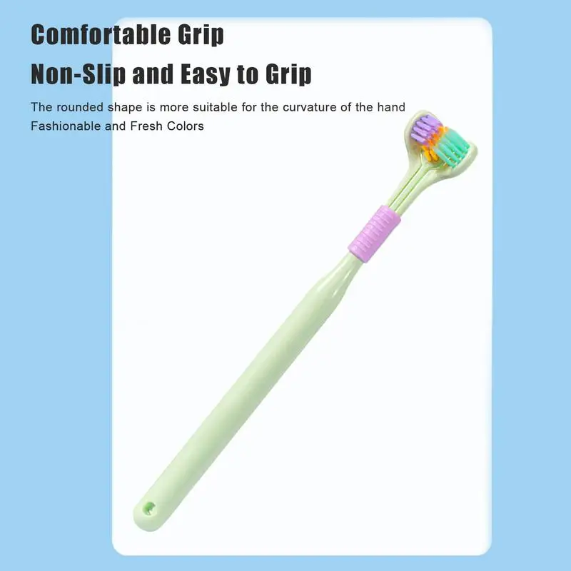 Three-sided Toothbrush Tooth Cleaning Three Bristles Extra Soft Toothbrushes All-round Cleaning V-shaped Brush With Non-slip