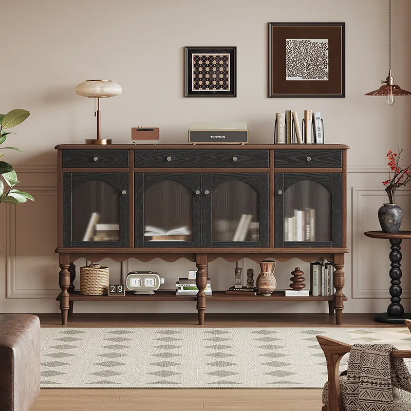 Armadietto portaoggetti antico francese in legno massello Armadietto laterale da pranzo con cassetto per soggiorno americano