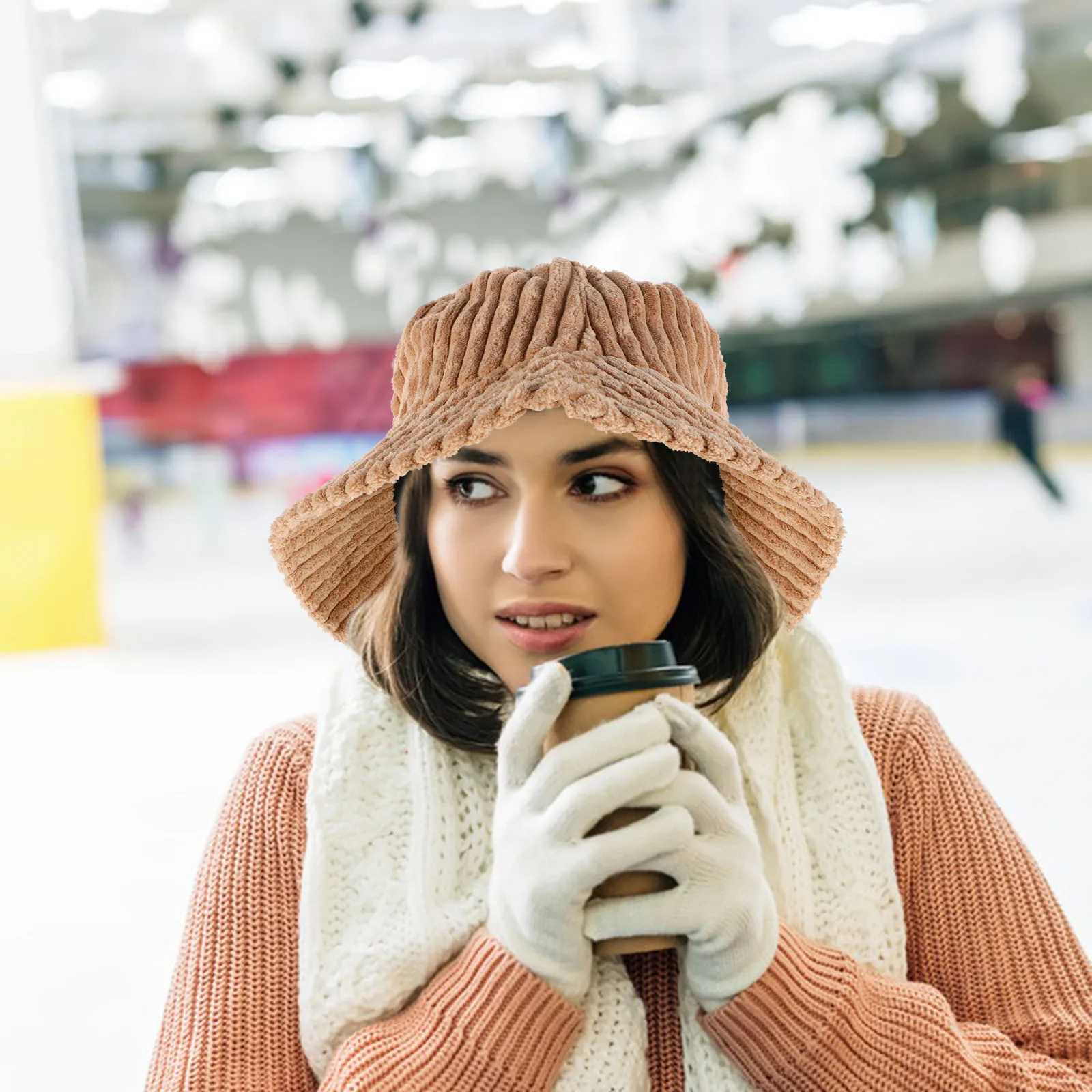 

Corduroy Bucket Hat Warm Cap Solid Color Fashionable Soft Lightweight Fisherman Hat Warm Outdoor Protection Fall Headwear Unisex