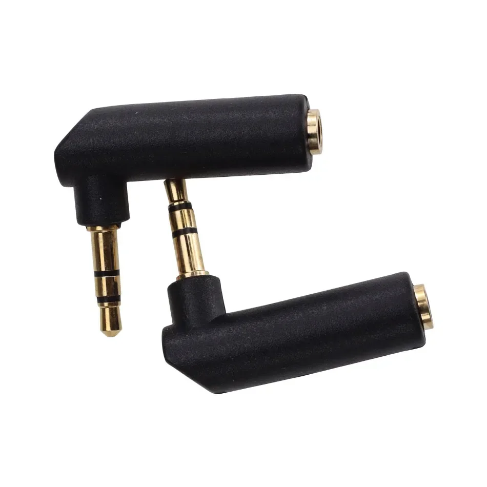 100pcs Gold-plated 90 Degree Right Angle Connector 3.5 Jack Female to 3.5mm 3Pole Male Audio Stereo Plug L Shape Adapter