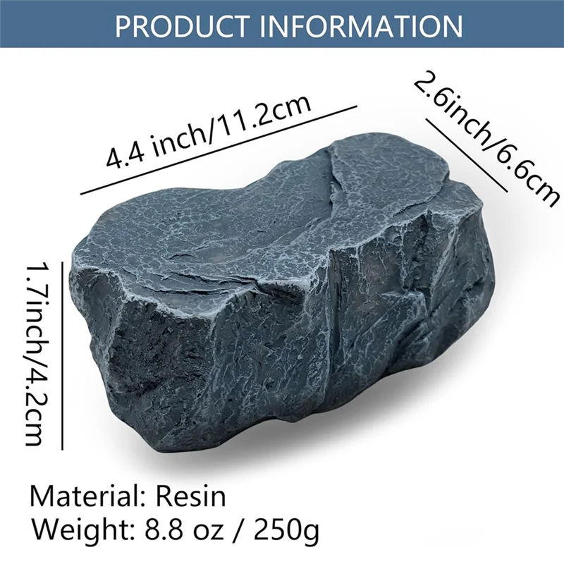 ABWR-Fake Rock-Schlüsselkasten für draußen – sicherer Ersatz-Schlüsselversteck aus Kunstharz für Garten oder Hof im Freien (Steinstil), langlebig, einfach zu bedienen
