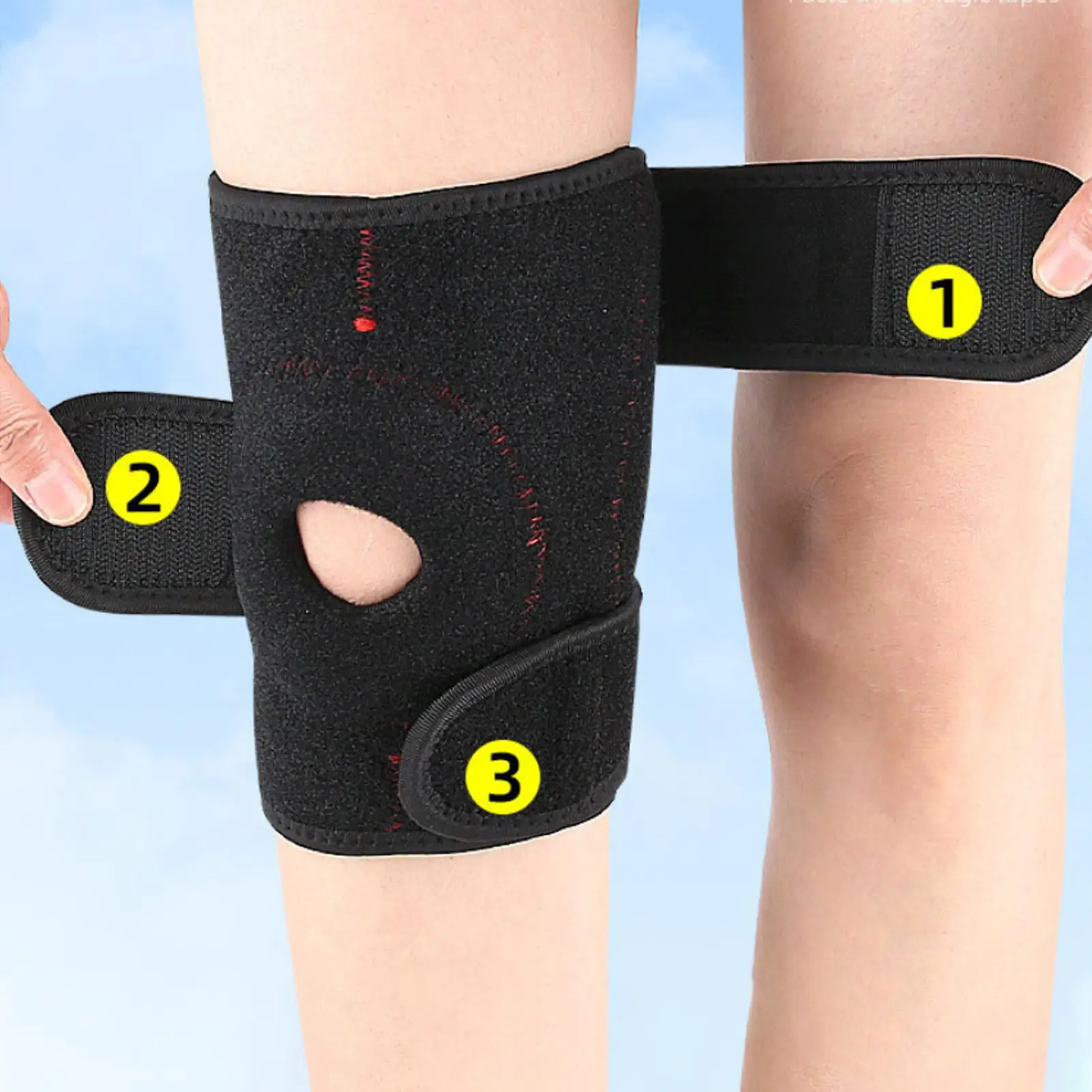 

Наколенник, дышащий регулируемый компрессионный наколенник с боковыми стабилизаторами для женщин и мужчин, спортивные упражнения, фитнес на открытом воздухе