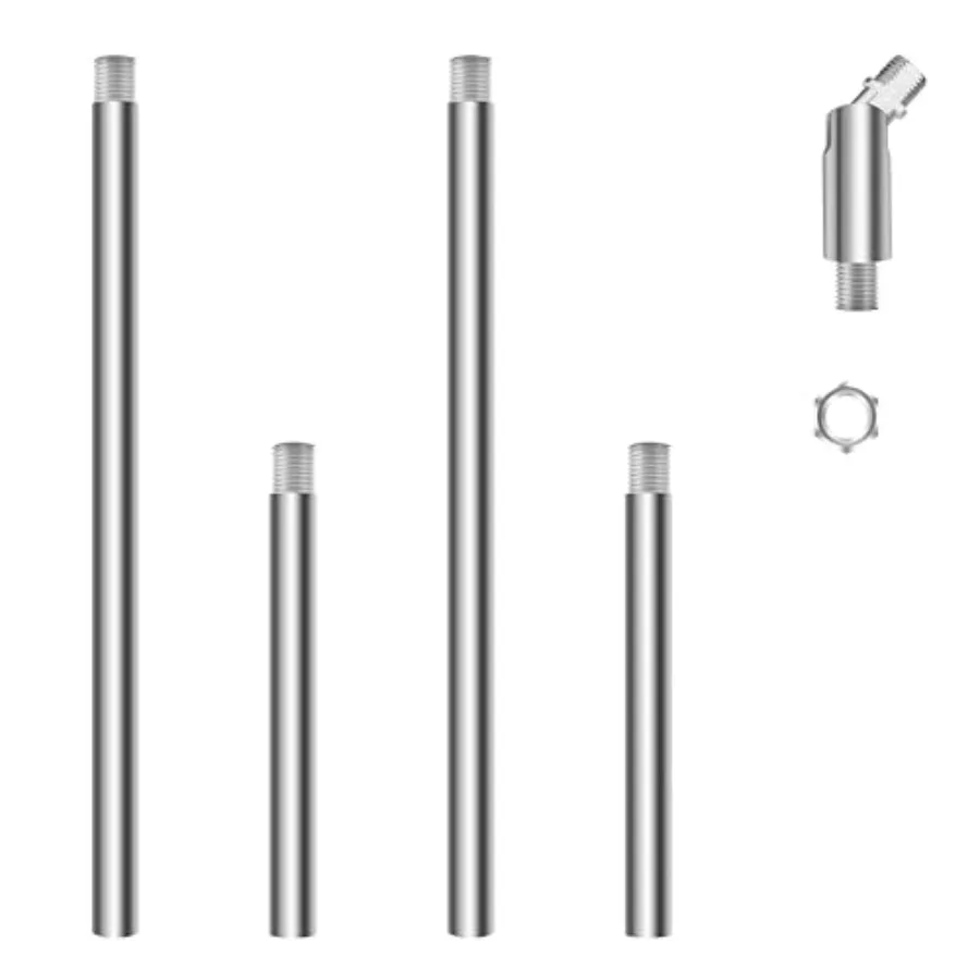 M10 Threaded Extension Poles Lighting Fixture Downrods Stems and 180 Degrees Sloped Ceiling Adapter Kits for Pendant Light, Isl