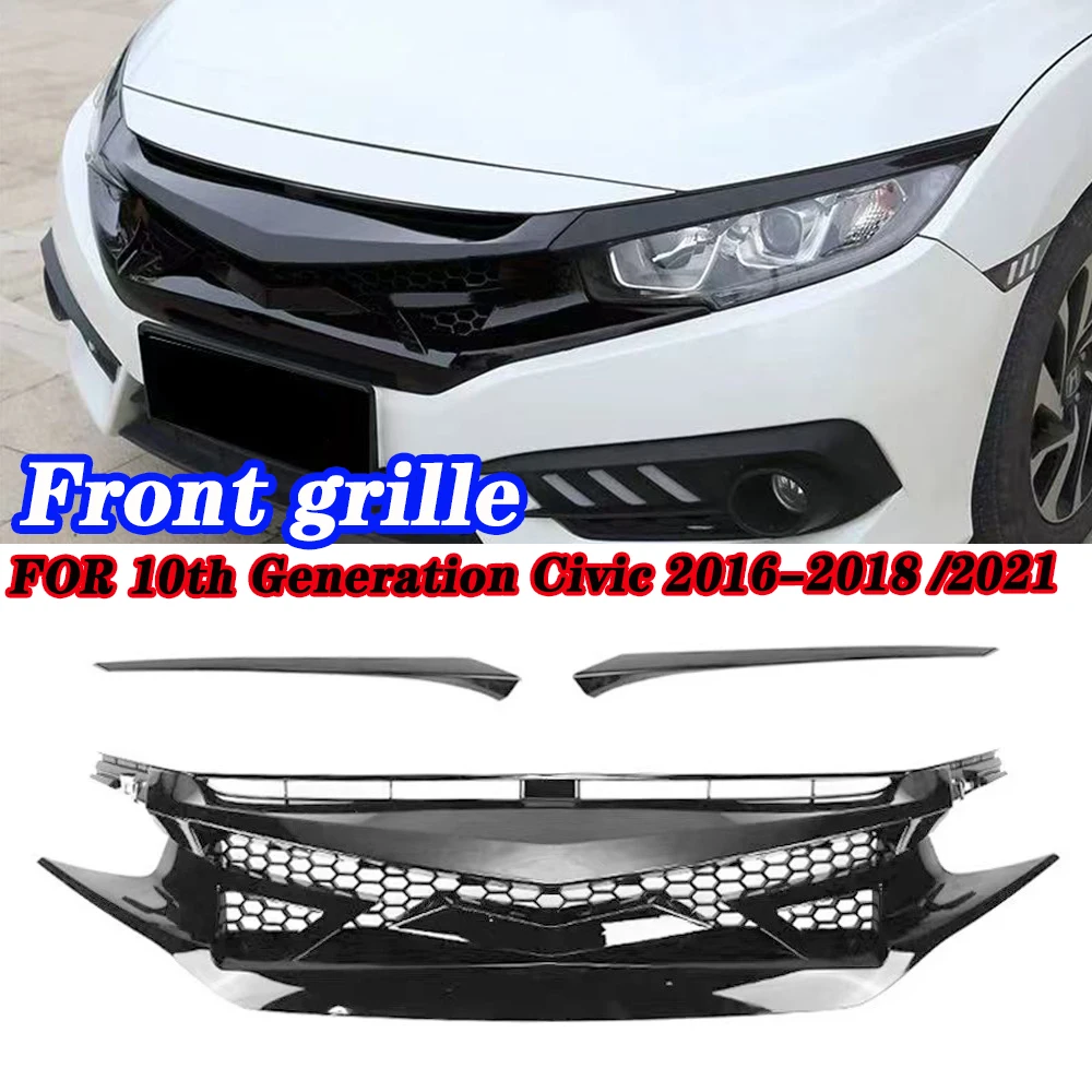 

Suitable for 10th Generation Civic Center Grid Front Bar of The Middle Ghost Face Front Grille 2016-2022