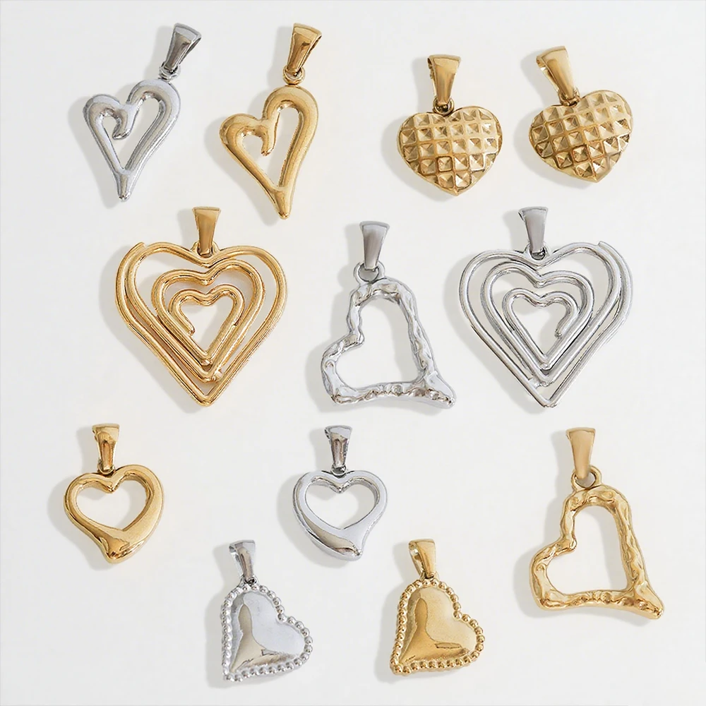 

Сердечный дизайн 50 шт. кулон для ожерелья/фурнитура и компоненты ювелирных изделий/форма сердца/нержавеющая сталь/ручная работа/подвески своими руками # 195132