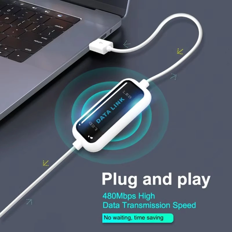 USB PC to PC Online Share Sync Data Link Cable Net Direct File Transfer Bridge LED Easy Copy Between 2 Computer Data Link Cable