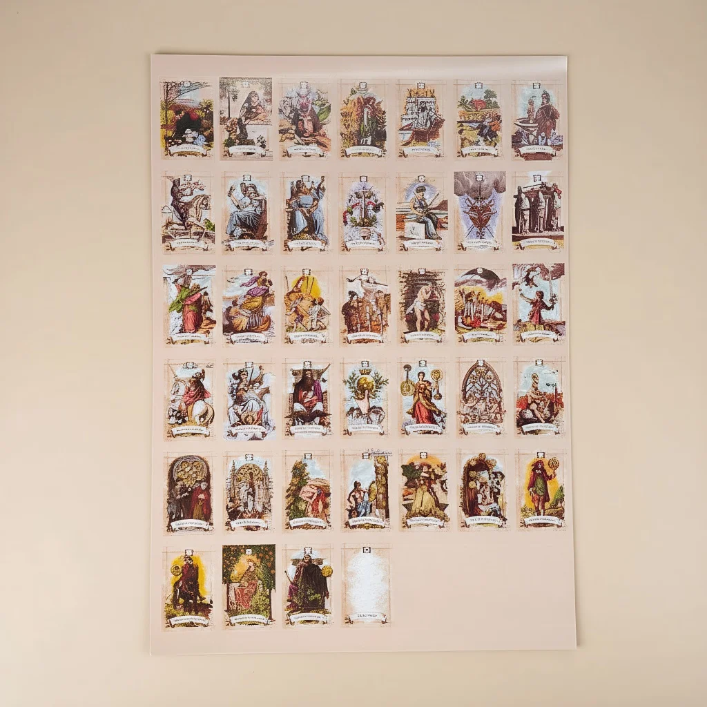 The Old Style Tarot Stickers 78 Pcs in Two A4 Sheet, Each 4x6cm Vinyl Adhesive Decals for Laptops, Journals, Magic