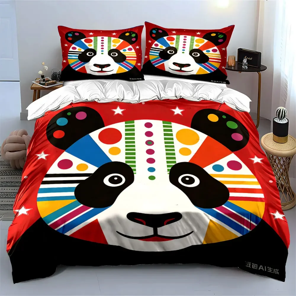 Colorful Panda Design Gift Set Multiple sizes kid's and adults' bedroom Exquisite 3PC bedding set, gift