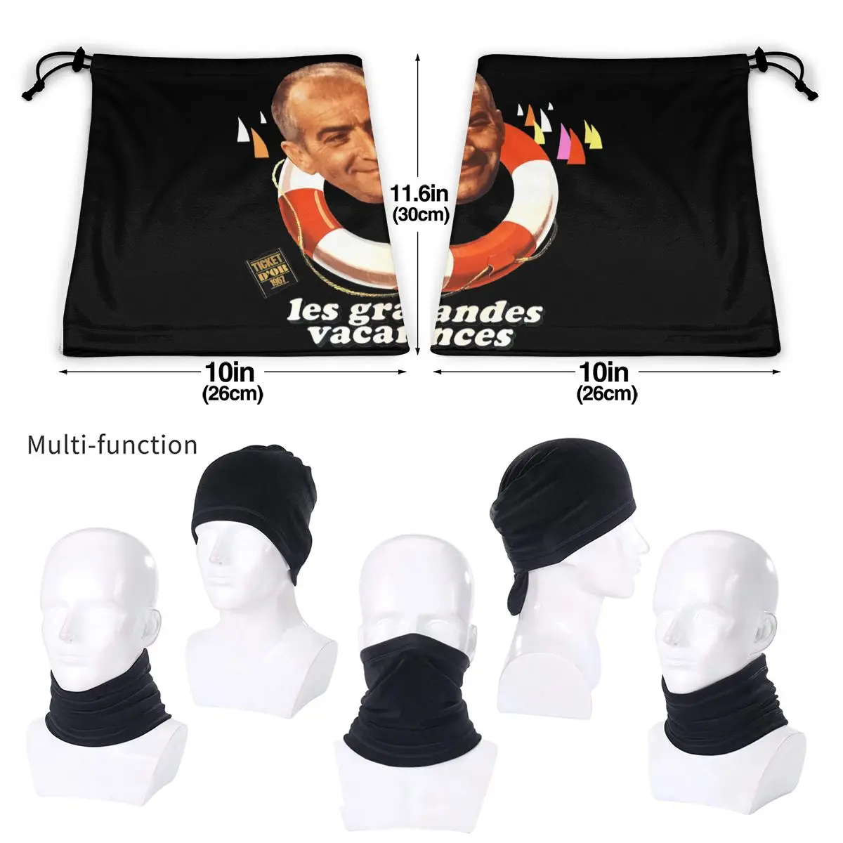 Louis de funes les grandes vacances microfibra pescoço gaiter bandana cachecol macio moda montanhismo