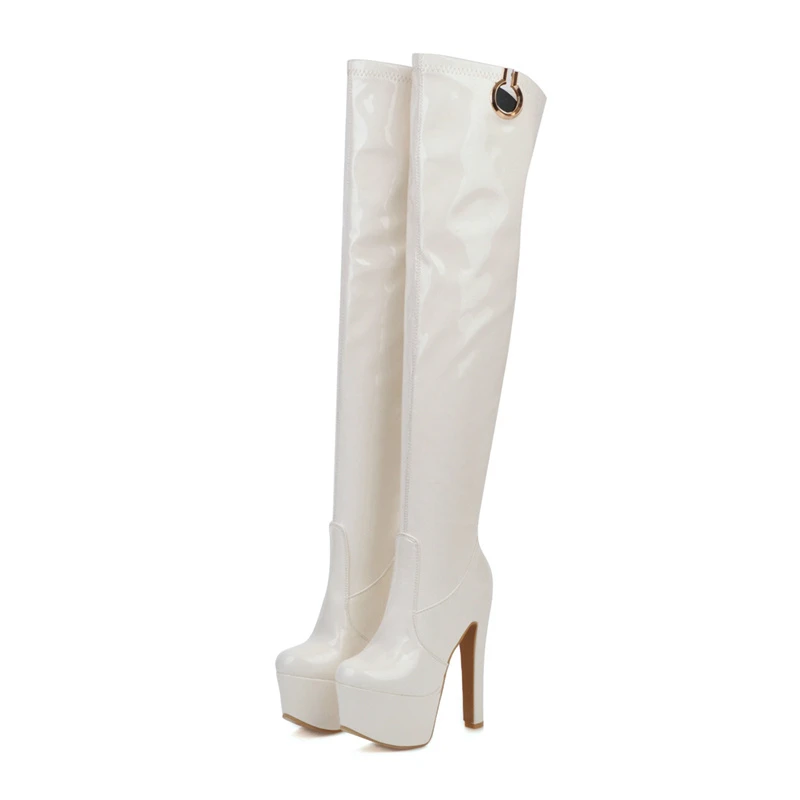 Platform Over the Knee High Boots Women Black Red White Sexy Super High Heels Winter Shoes Fetish Nightclub Party Boots Lady