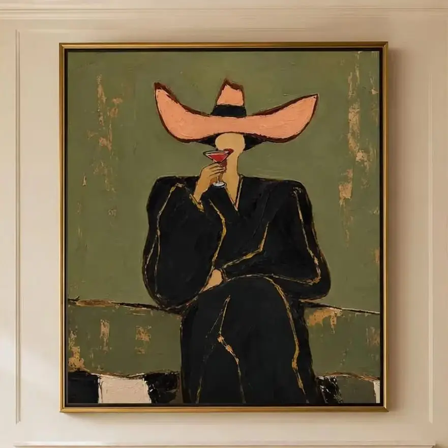 Original Gold Leaf Oil Painting Abstract Woman,Canvas Wall Print,HighGrade Home Decoration Artwork for Bedroom,Living Room