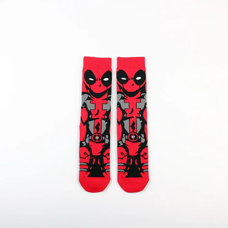 Calze Deadpool uomo Marvels Anime calze lunghe accessori per abbigliamento sportivo all\'aperto moda quattro stagioni Socks regalo per adolescenti