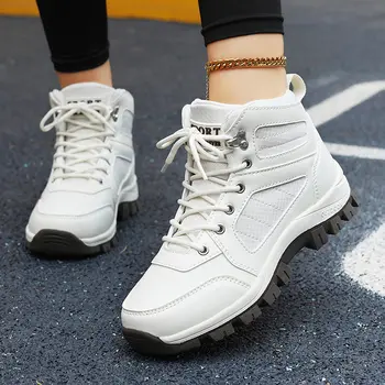 女士運動鞋 白色休閒防滑跑步鞋 戶外健行登山防水透氣繫帶厚底運動鞋 10 最佳銷售 女士健行鞋 - №9