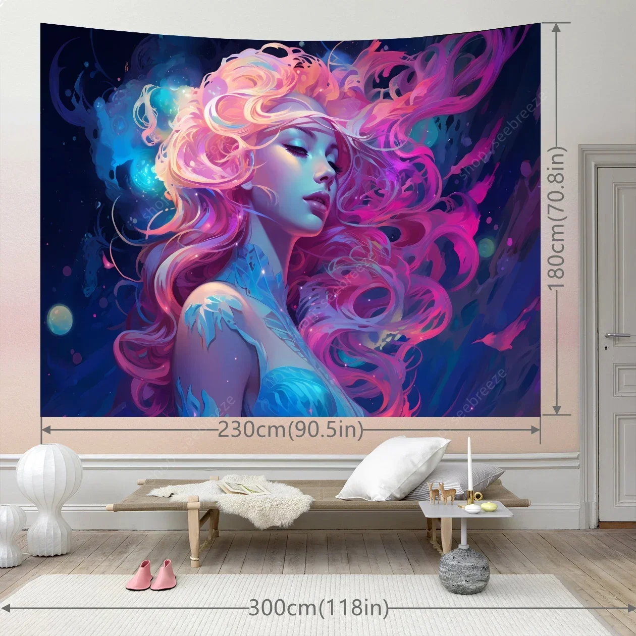 Pink Hair Beauty Tapestry Wall Hanging for Aesthetic Room Decor Bohemian Home Wall Decor Beach Towel Yoga Mat Gift for Friend