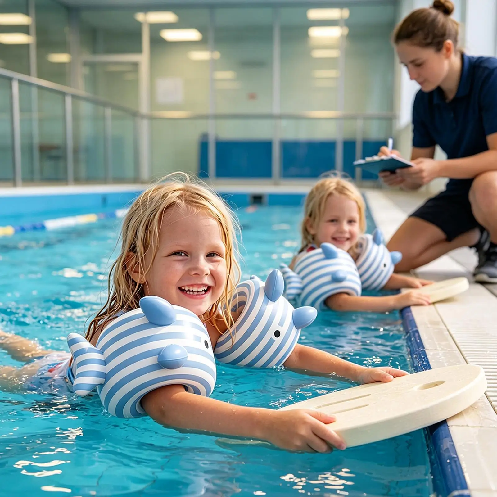 Arm Floats 2 Pieces Fish Shape Inflatable Pool Ring Pool Arm Band For Kids Water Class Learning Training Beach Lake Summer