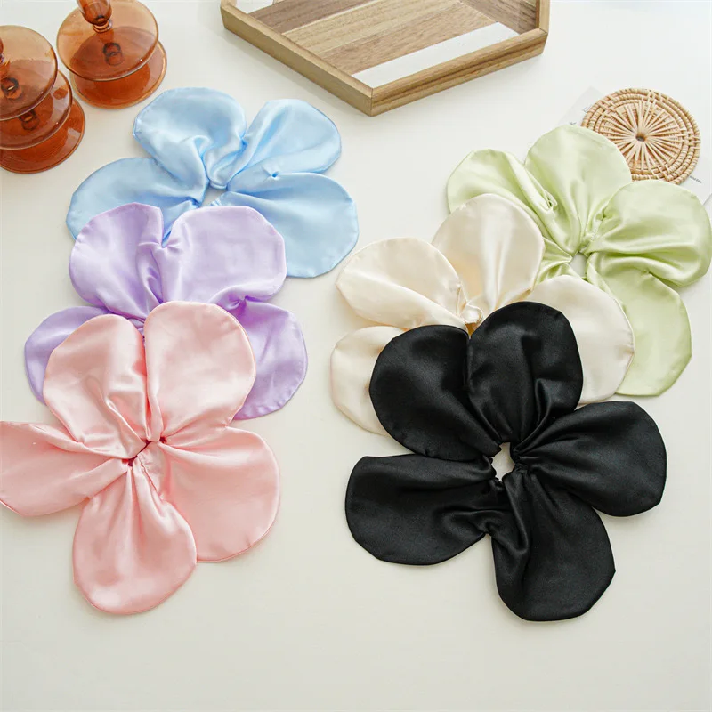 Korean New Style Solid Color Fabric Floral Hair Loop Fashion Flower Elastic Hair Scrunchies for Women