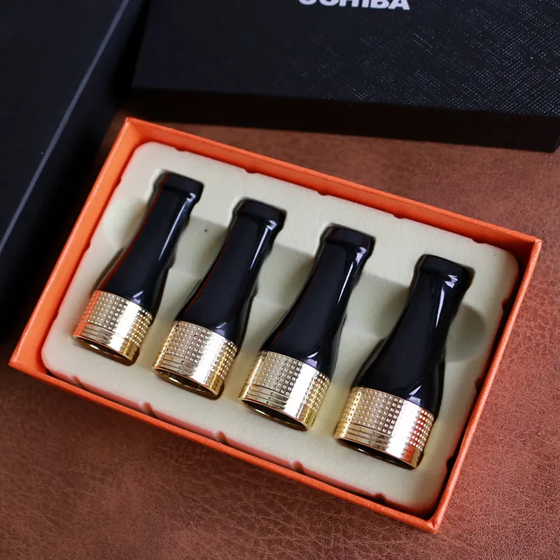 

4pcs/set Luxury Cigar Holder Pipe Set Cigar Pipe Holder Tube Cigar Mouthpiece Smoking Pipe With Gift Box