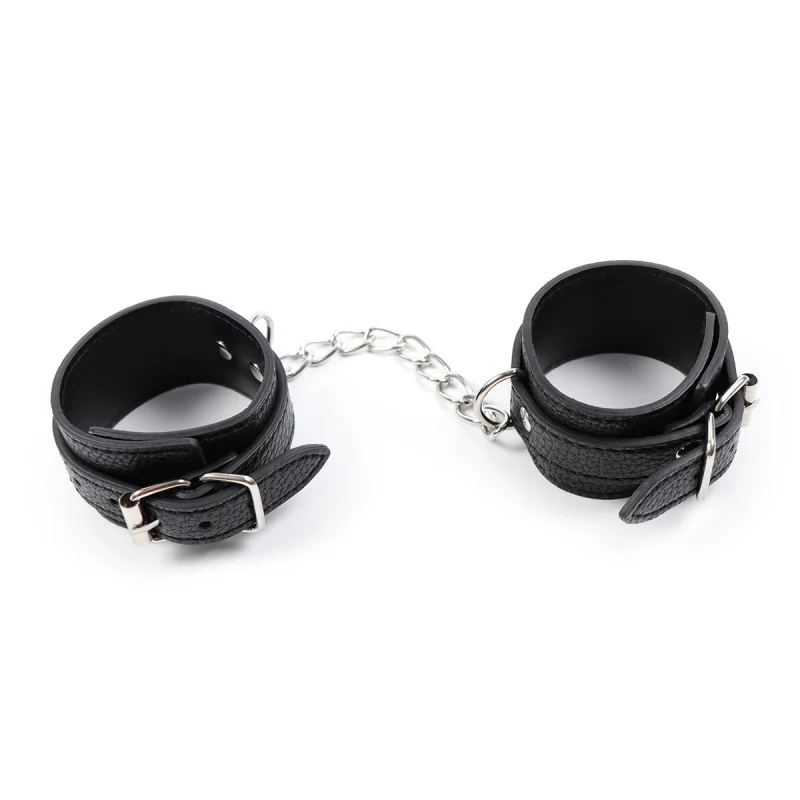 โรงงานขายส่งหนังผูกซี่โครง Handcuffs PIN BUCKLE AdjustmentSMSexy HAND-Tied โซ่เหล็ก HAND-Tied เท้าผูกของเล่น