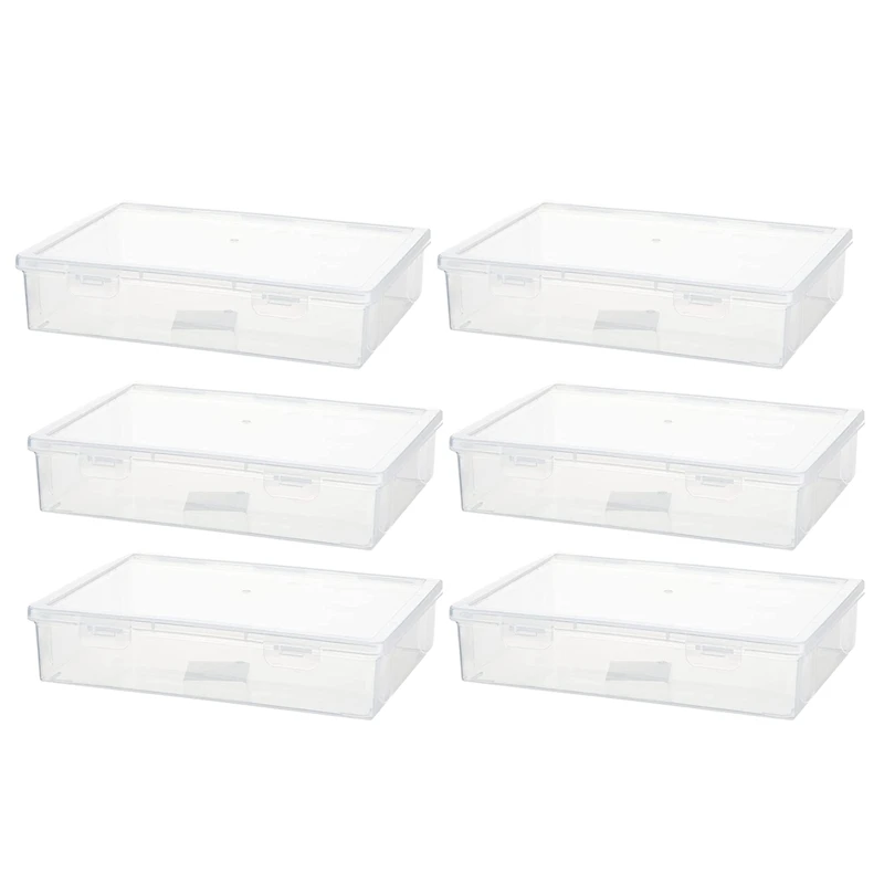 6 Pcs Plastic Storage Box With Lid Multipurpose Craft Organizer Plastic Containers Clear Pencil Case